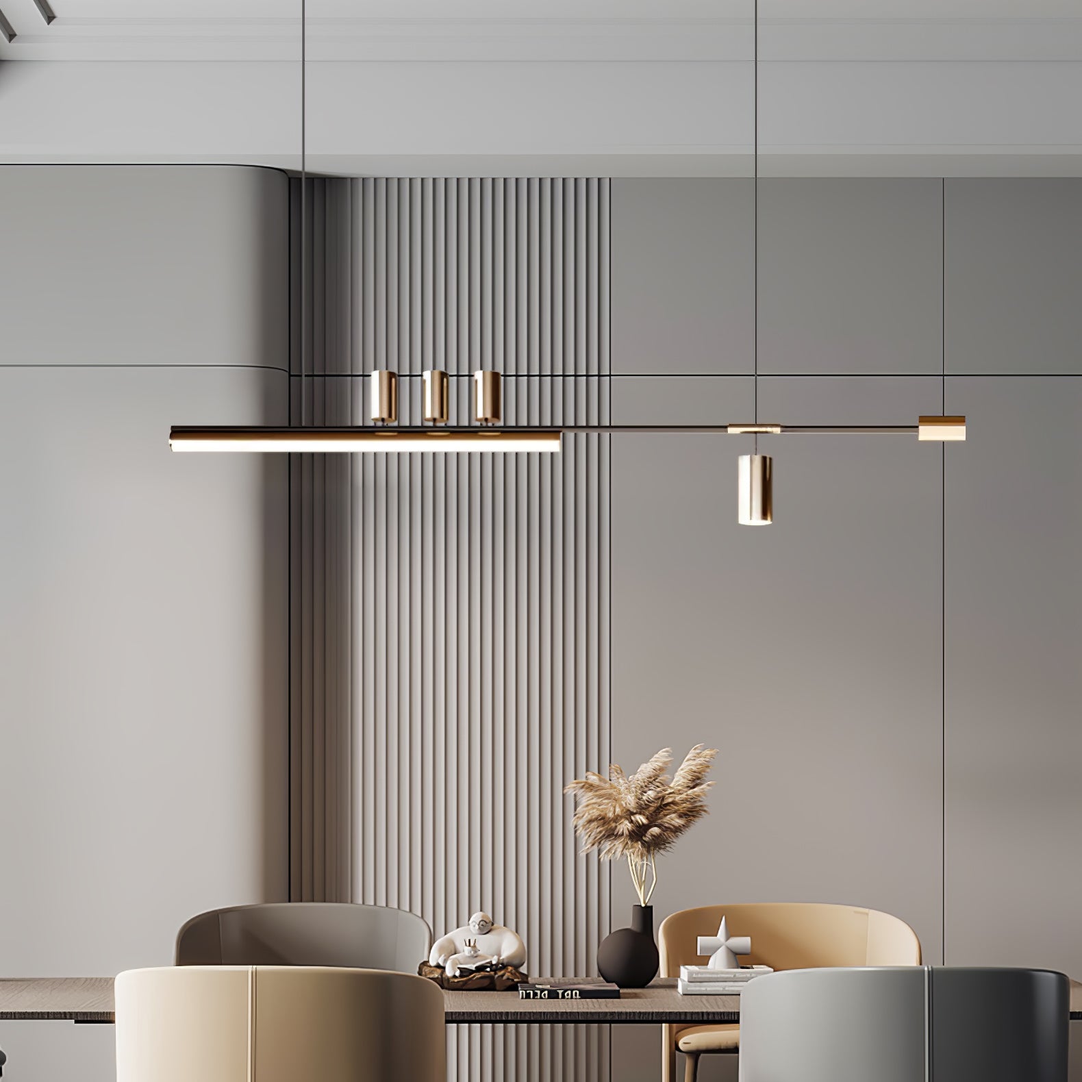 Modern Minimalist Linear LED Pendant Light for Kitchen Island and Dining Room