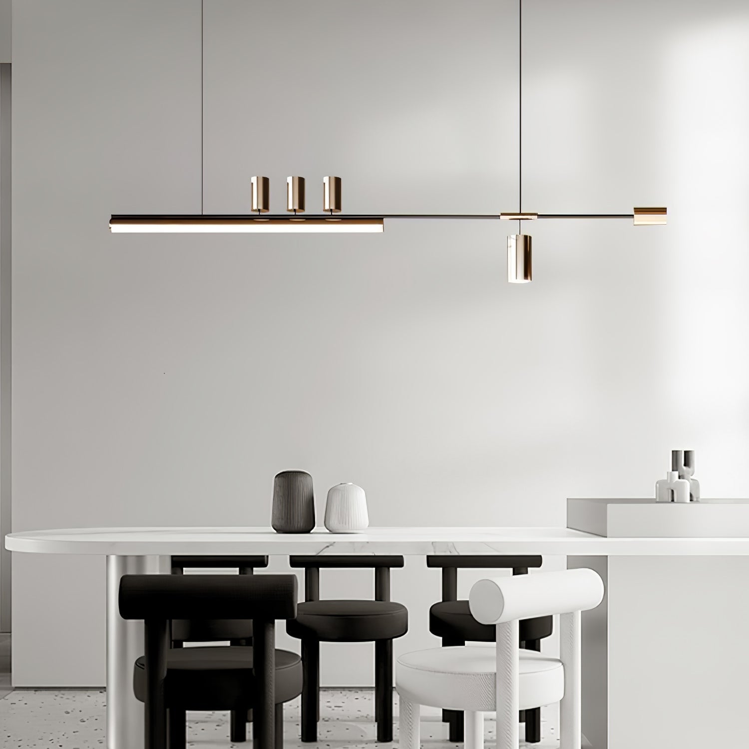 Modern Minimalist Linear LED Pendant Light for Kitchen Island and Dining Room
