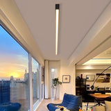 Modern Minimalist Linear LED Strip Ceiling Light Dimmable Flush Mount with Remote Control