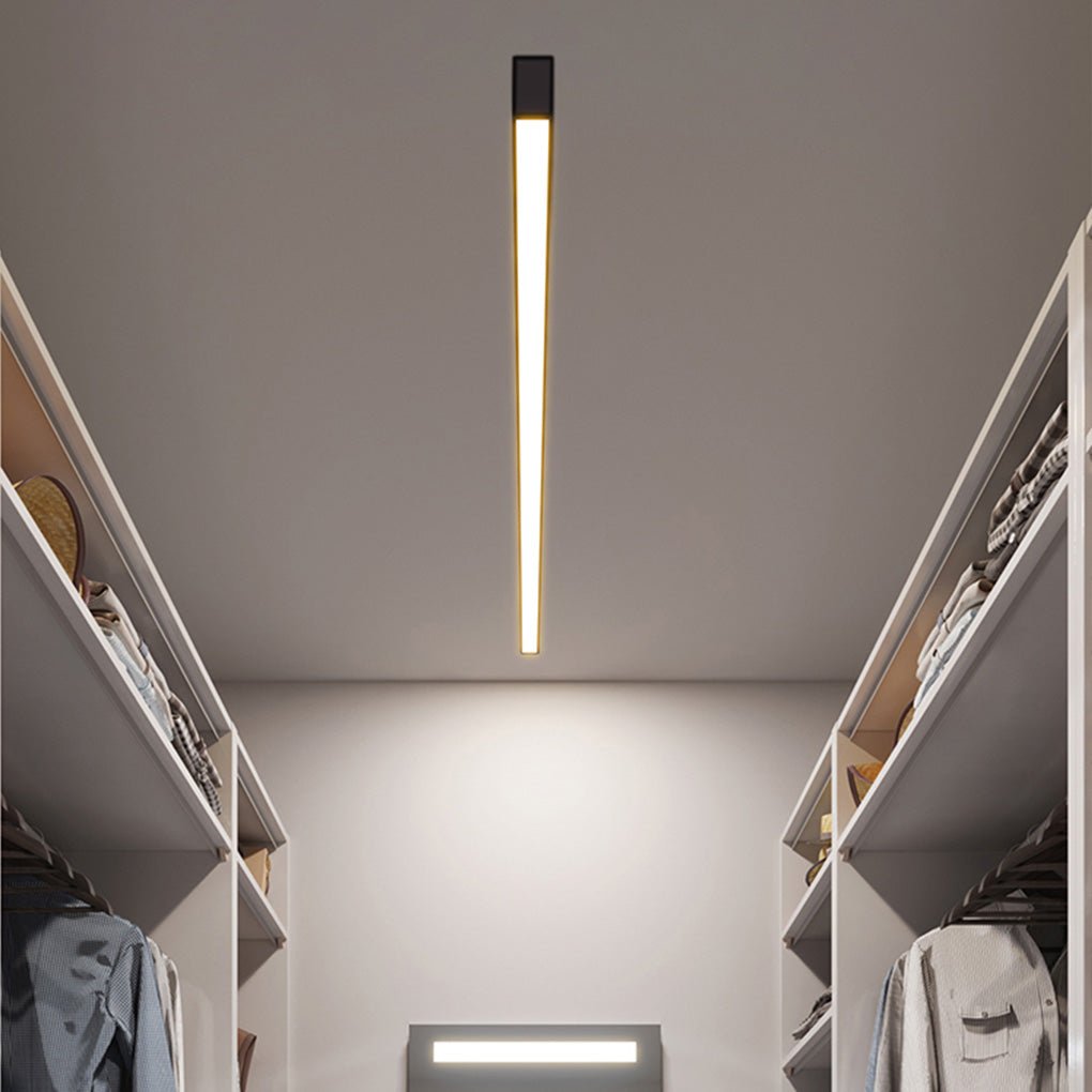 Modern Minimalist Linear LED Strip Ceiling Light Dimmable Flush Mount with Remote Control