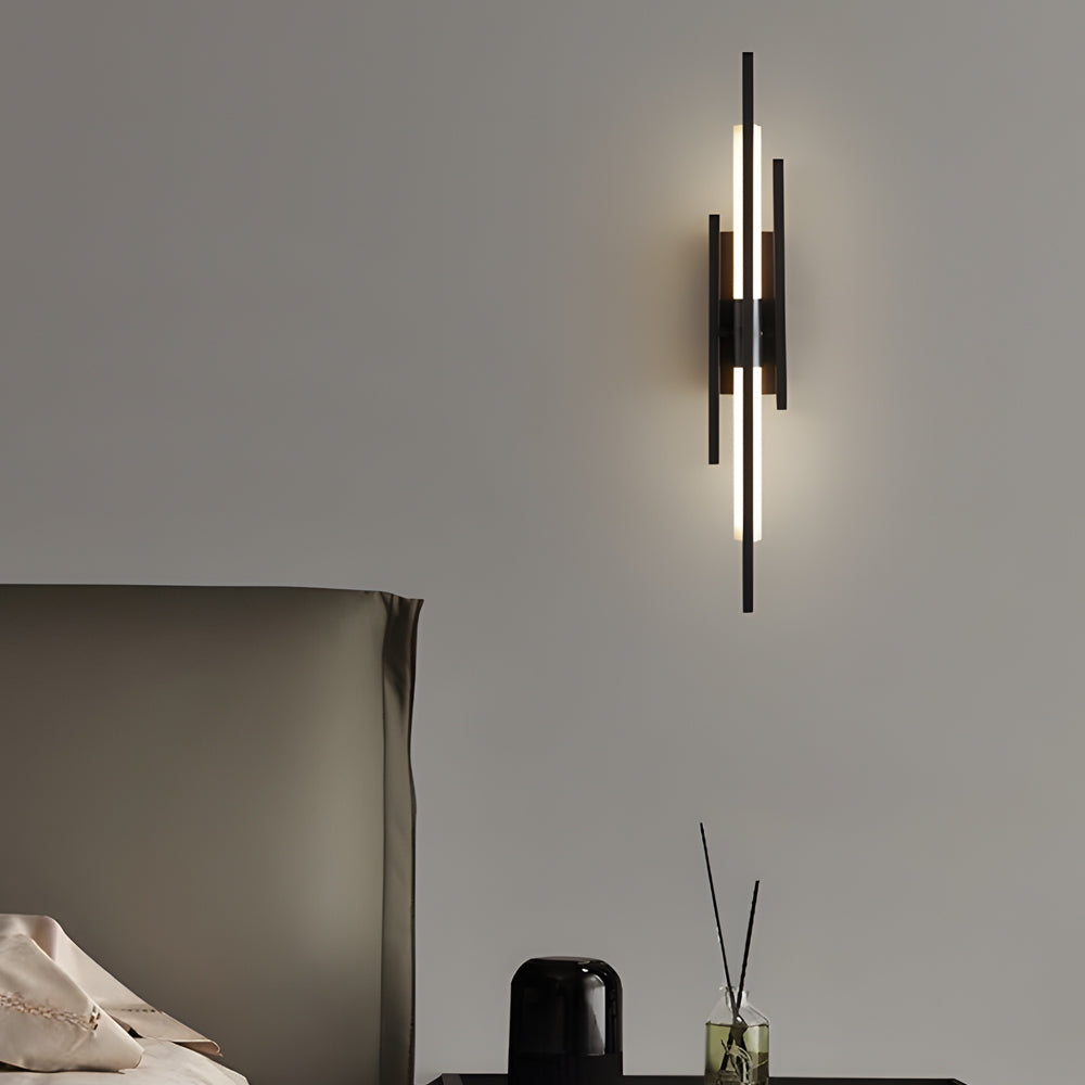 Modern Minimalist Linear LED Wall Sconce with Iron Grille and Acrylic Shade for Living Room
