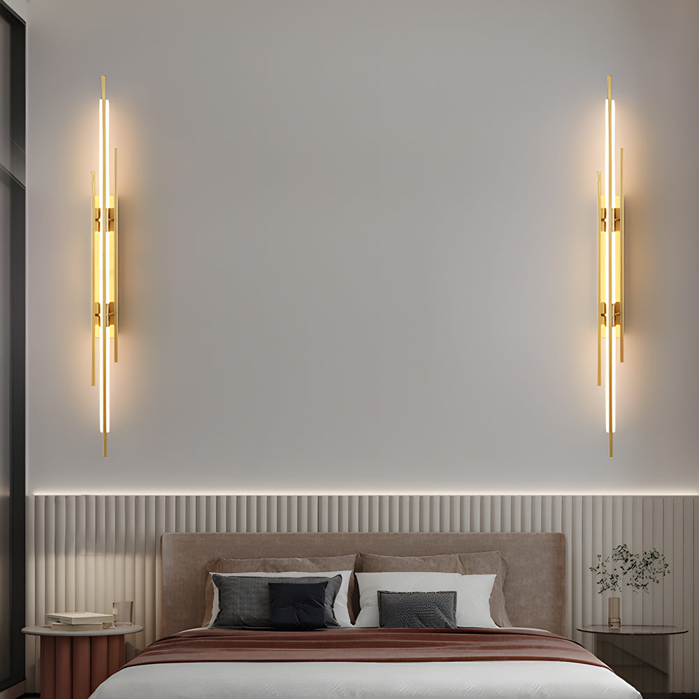 Modern Minimalist Linear LED Wall Sconce with Iron Grille and Acrylic Shade for Living Room