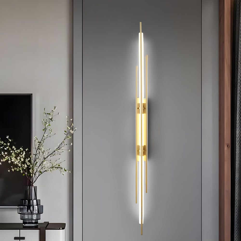 Modern Minimalist Linear LED Wall Sconce with Iron Grille and Acrylic Shade for Living Room
