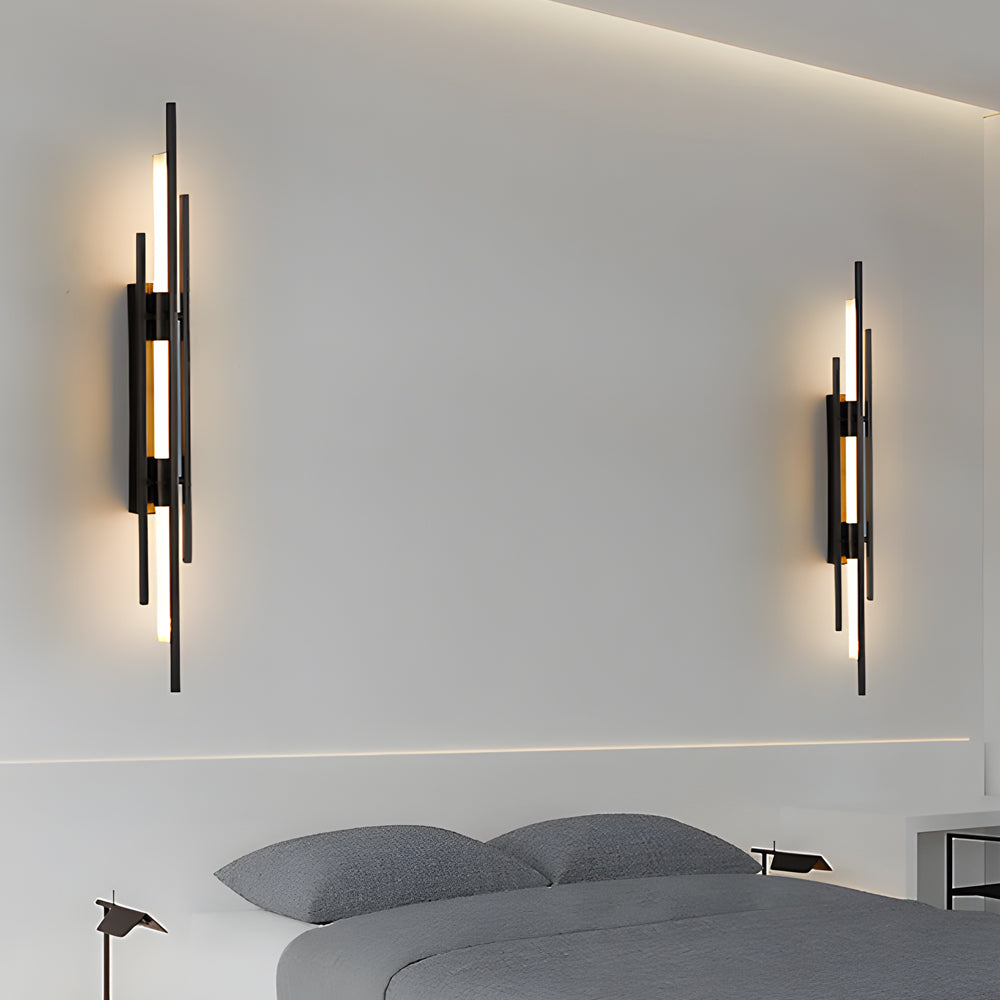 Modern Minimalist Linear LED Wall Sconce with Iron Grille and Acrylic Shade for Living Room