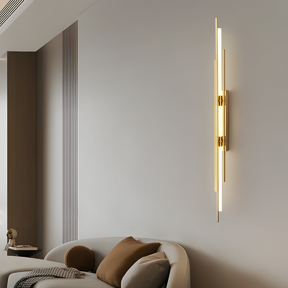 Modern Minimalist Linear LED Wall Sconce with Iron Grille and Acrylic Shade for Living Room