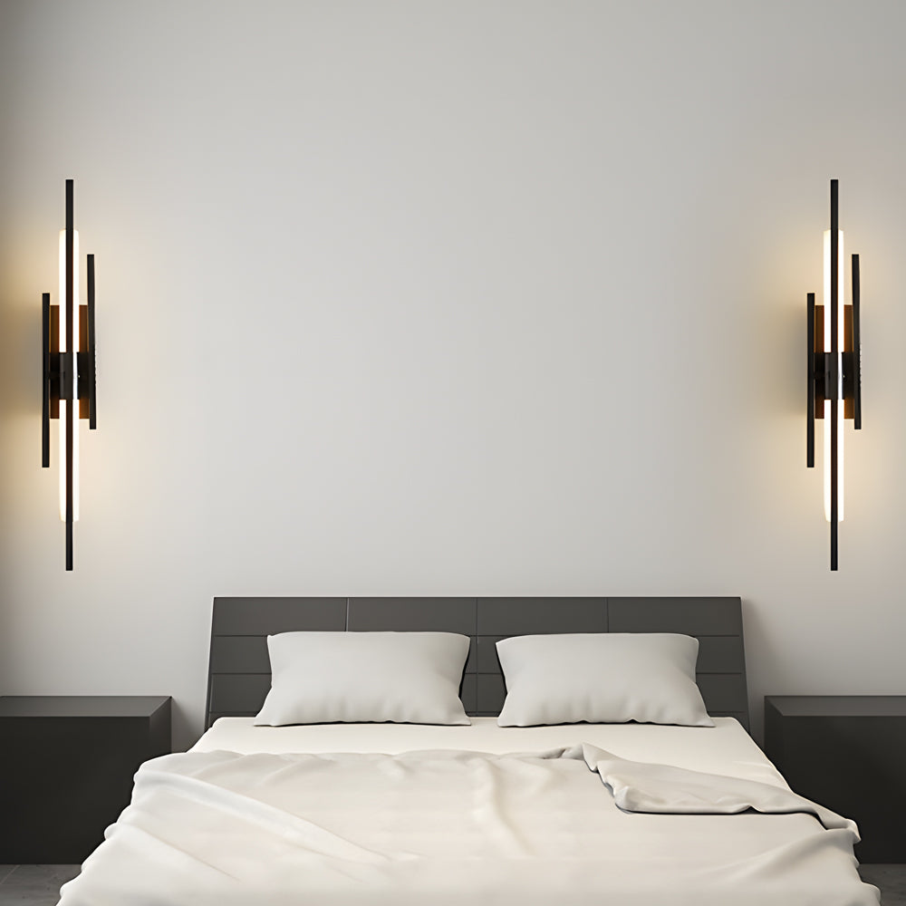 Modern Minimalist Linear LED Wall Sconce with Iron Grille and Acrylic Shade for Living Room