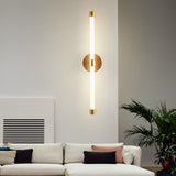 Modern Minimalist Linear LED Wall Sconce with Three Step Dimming in Black and Gold