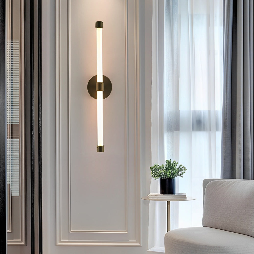 Modern Minimalist Linear LED Wall Sconce with Three Step Dimming in Black and Gold