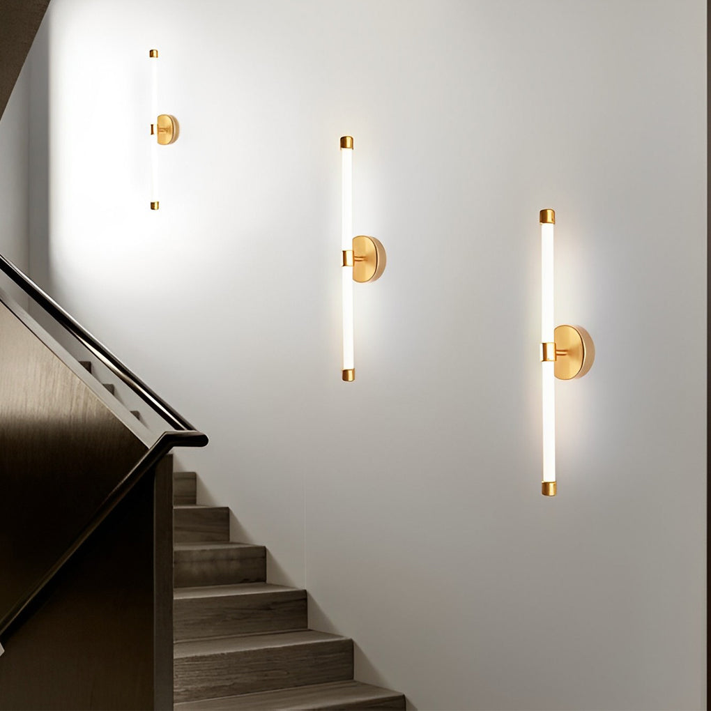 Modern Minimalist Linear LED Wall Sconce with Three Step Dimming in Black and Gold