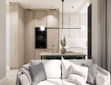 Modern Minimalist Linear Mobile Chandelier with Opal Glass Globes and Black Finish