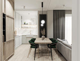 Modern Minimalist Linear Mobile Chandelier with Opal Glass Globes and Black Finish