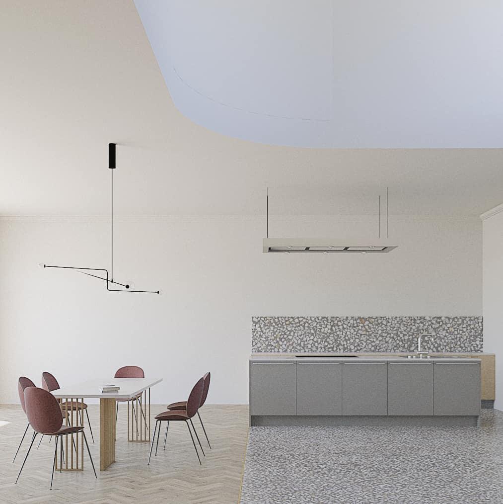 Modern Minimalist Linear Mobile Chandelier with Opal Glass Globes and Black Finish