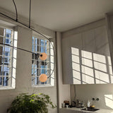 Modern Minimalist Linear Mobile Chandelier with Opal Glass Globes and Black Finish