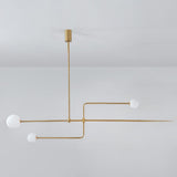 Modern Minimalist Linear Mobile Chandelier with Opal Glass Globes and Black Finish