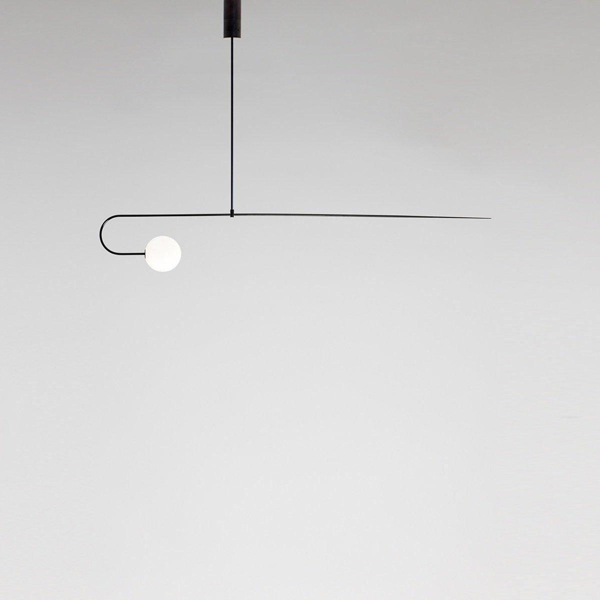 Modern Minimalist Linear Mobile Chandelier with Opal Glass Globes and Black Finish