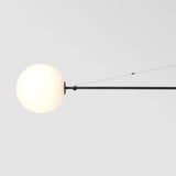 Modern Minimalist Linear Mobile Chandelier with Opal Glass Globes and Black Finish