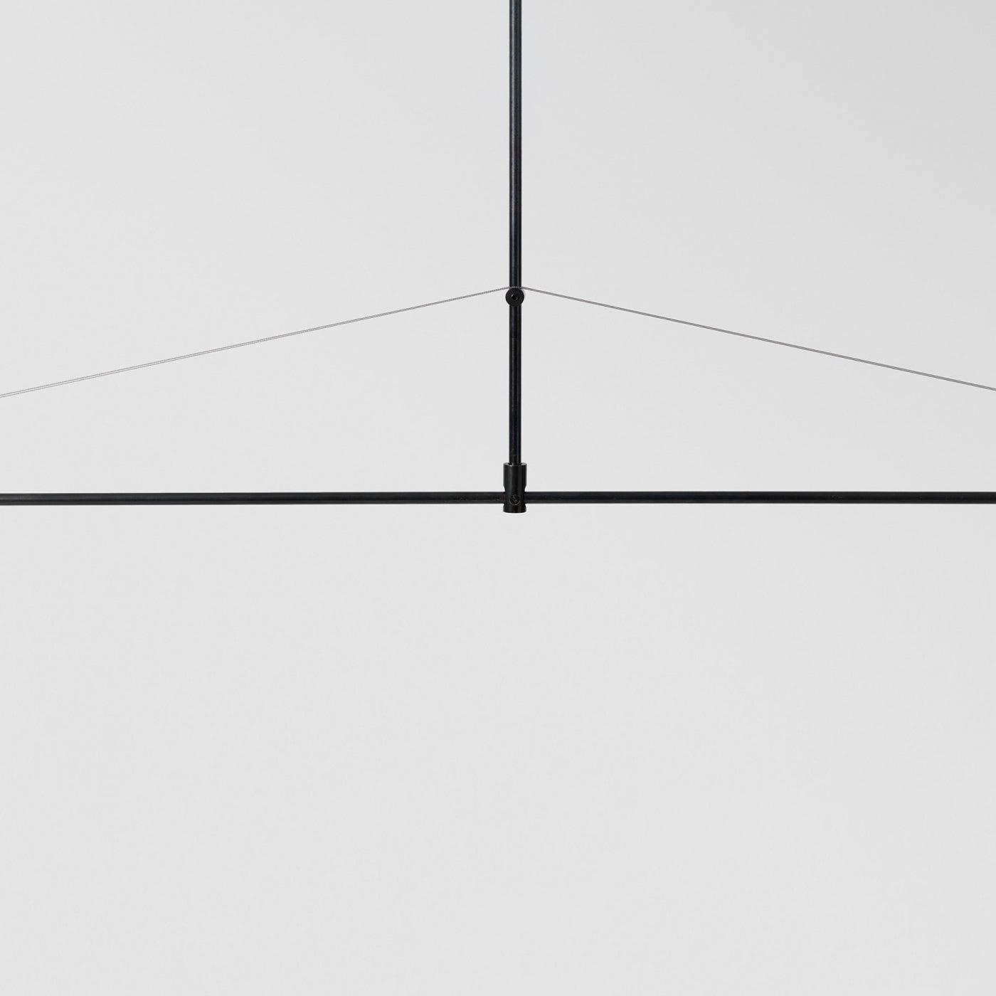 Modern Minimalist Linear Mobile Chandelier with Opal Glass Globes and Black Finish