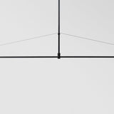 Modern Minimalist Linear Mobile Chandelier with Opal Glass Globes and Black Finish