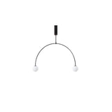 Modern Minimalist Linear Mobile Chandelier with Opal Glass Globes and Black Finish