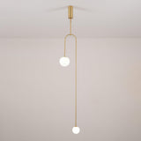 Modern Minimalist Linear Mobile Chandelier with Opal Glass Globes and Black Finish