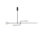Modern Minimalist Linear Mobile Chandelier with Opal Glass Globes and Black Finish