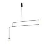 Modern Minimalist Linear Mobile Chandelier with Opal Glass Globes and Black Finish