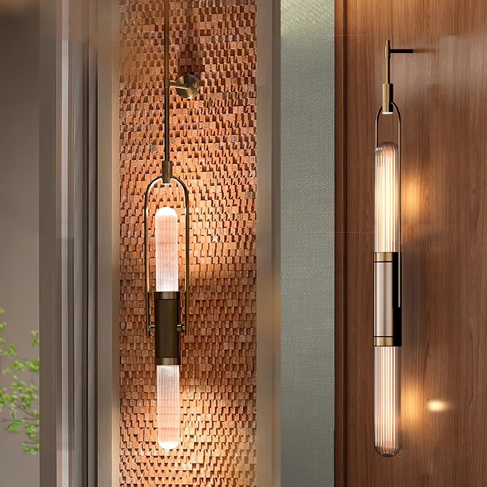 Modern Minimalist Long Arc Glass Wall Sconce for Contemporary Indoor Lighting Decor