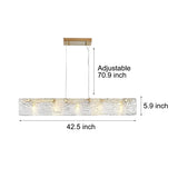 Modern Minimalist Long Strip Glass LED Chandelier Luxury Linear Pendant Light for Dining Room