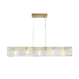 Modern Minimalist Long Strip Glass LED Chandelier Luxury Linear Pendant Light for Dining Room