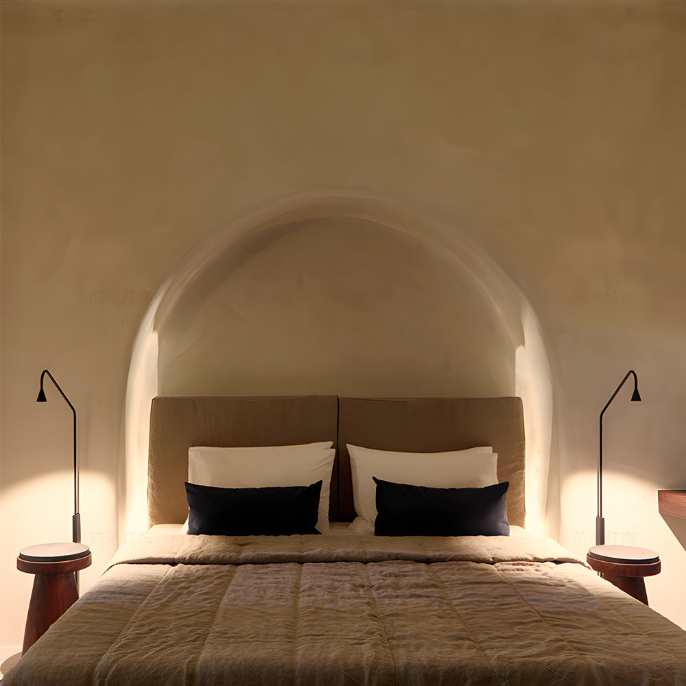 Modern Minimalist Long Swing Arm Wall Lamp Adjustable LED Bedside Sconce in Gold or Black
