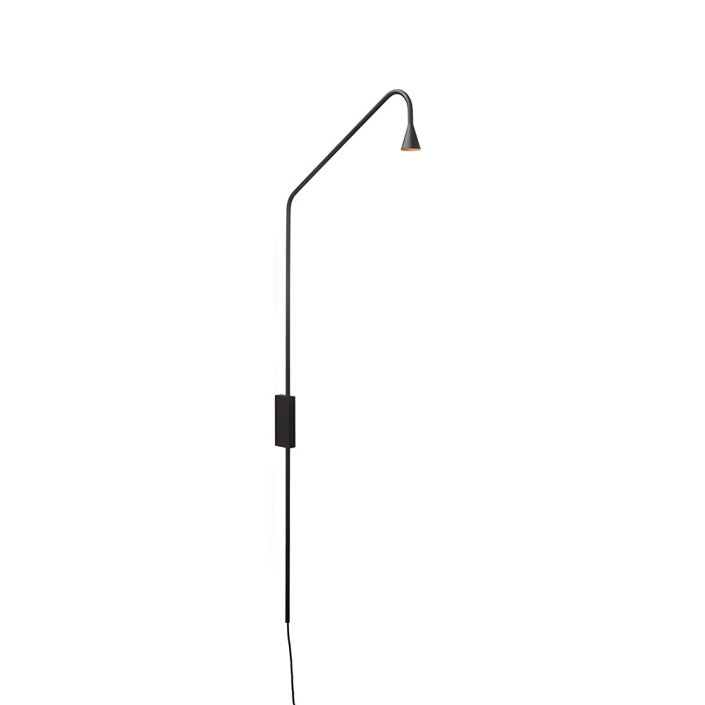 Modern Minimalist Long Swing Arm Wall Lamp Adjustable LED Bedside Sconce in Gold or Black