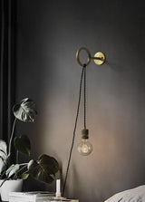 Modern Minimalist Loop Glass Wall Light with Plug in Socket and Copper Metal Finish