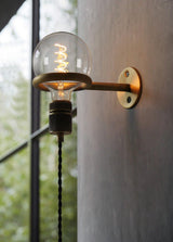 Modern Minimalist Loop Glass Wall Light with Plug in Socket and Copper Metal Finish
