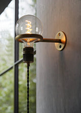 Modern Minimalist Loop Glass Wall Light with Plug in Socket and Copper Metal Finish