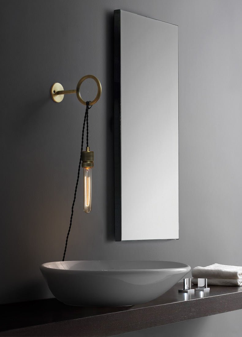 Modern Minimalist Loop Glass Wall Light with Plug in Socket and Copper Metal Finish