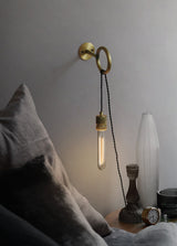 Modern Minimalist Loop Glass Wall Light with Plug in Socket and Copper Metal Finish