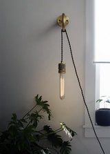 Modern Minimalist Loop Glass Wall Light with Plug in Socket and Copper Metal Finish
