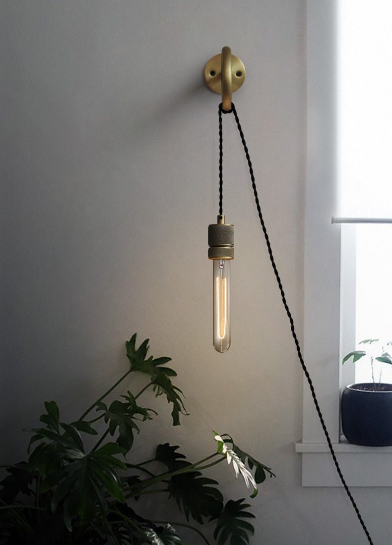 Modern Minimalist Loop Glass Wall Light with Plug in Socket and Copper Metal Finish