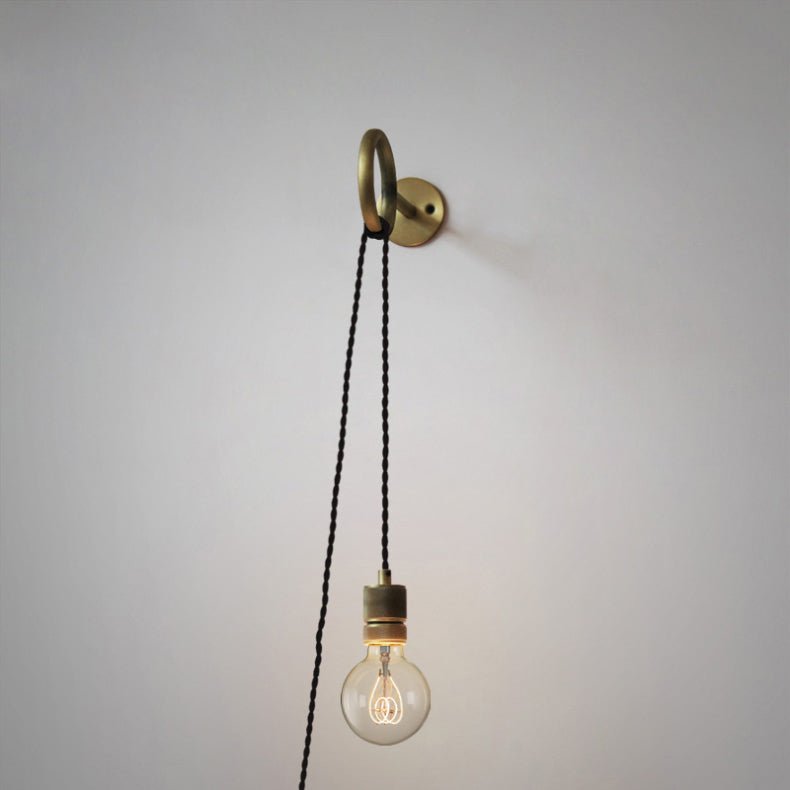 Modern Minimalist Loop Glass Wall Light with Plug in Socket and Copper Metal Finish