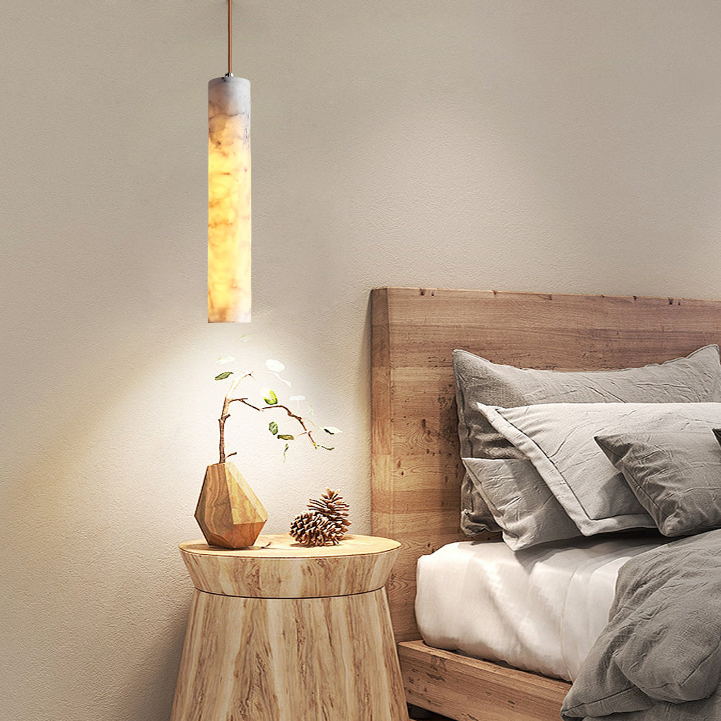 Modern Minimalist Marble Cylinder Pendant Light for Bedroom and Dining Room