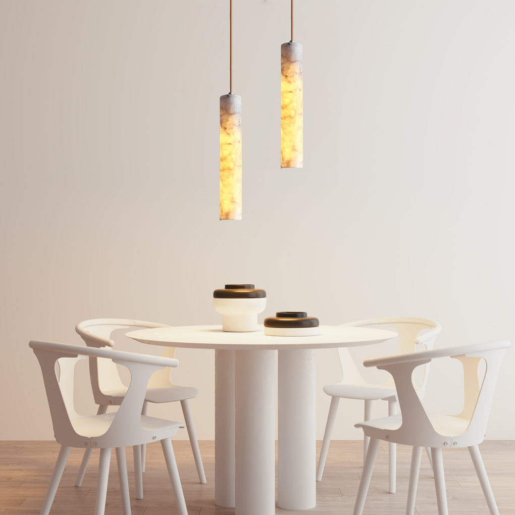Modern Minimalist Marble Cylinder Pendant Light for Bedroom and Dining Room