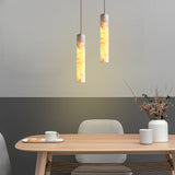 Modern Minimalist Marble Cylinder Pendant Light for Bedroom and Dining Room