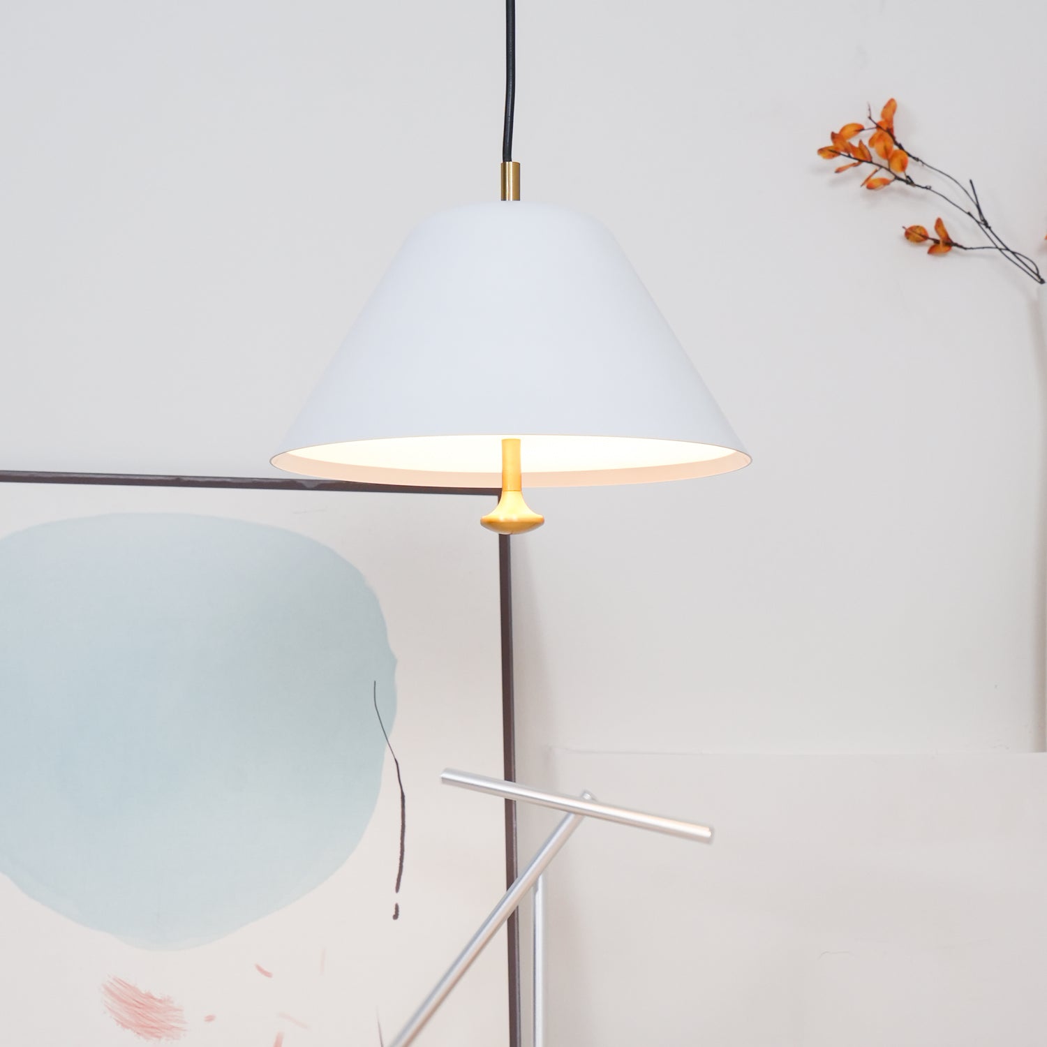 Modern Minimalist Pendant Ceiling Light Fixture with Adjustable Cable and Metal Shade