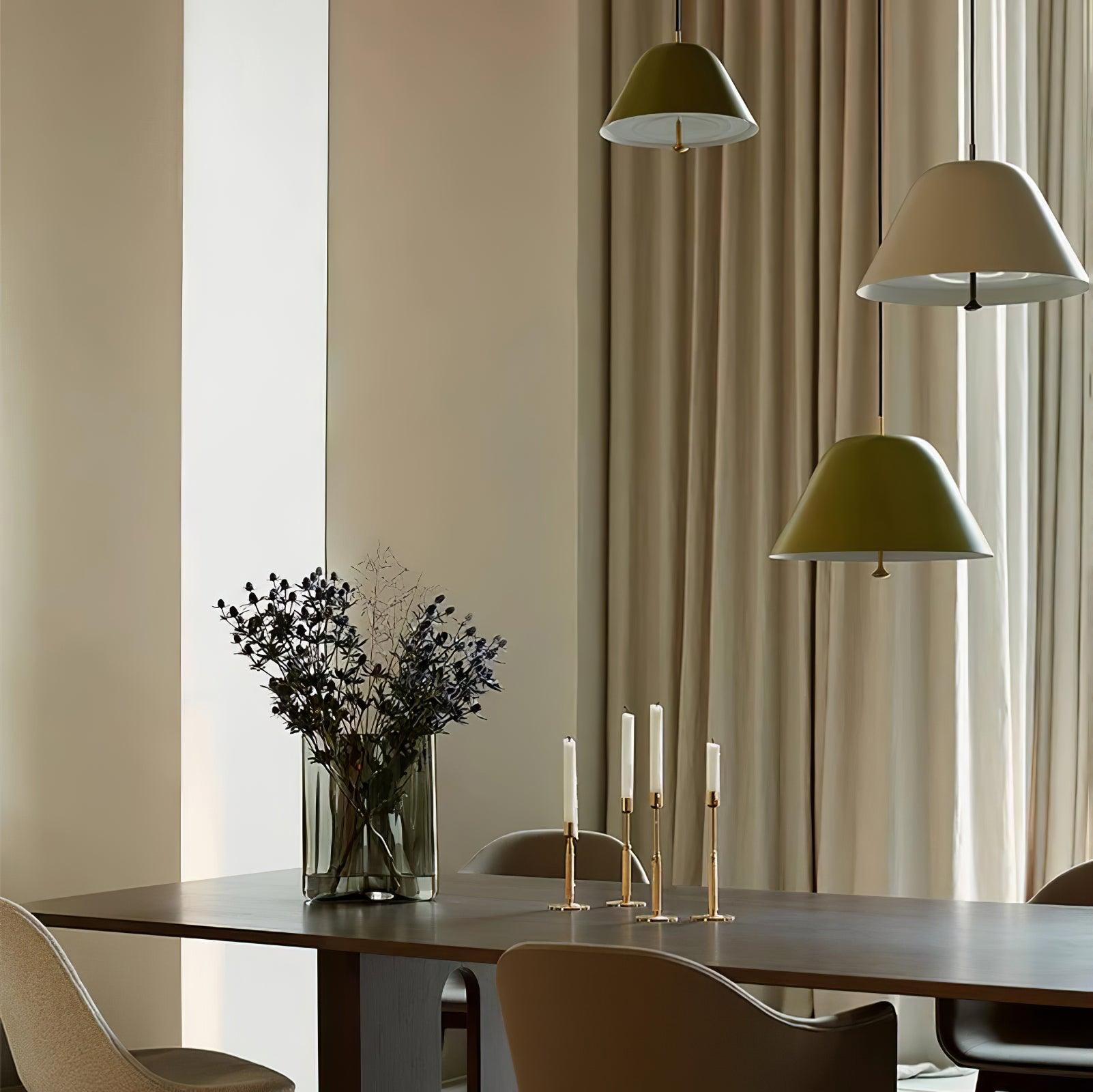 Modern Minimalist Pendant Ceiling Light Fixture with Adjustable Cable and Metal Shade