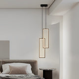Modern Minimalist Rectangular Copper LED Pendant Light with 3 Color Dimming