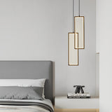 Modern Minimalist Rectangular Copper LED Pendant Light with 3 Color Dimming