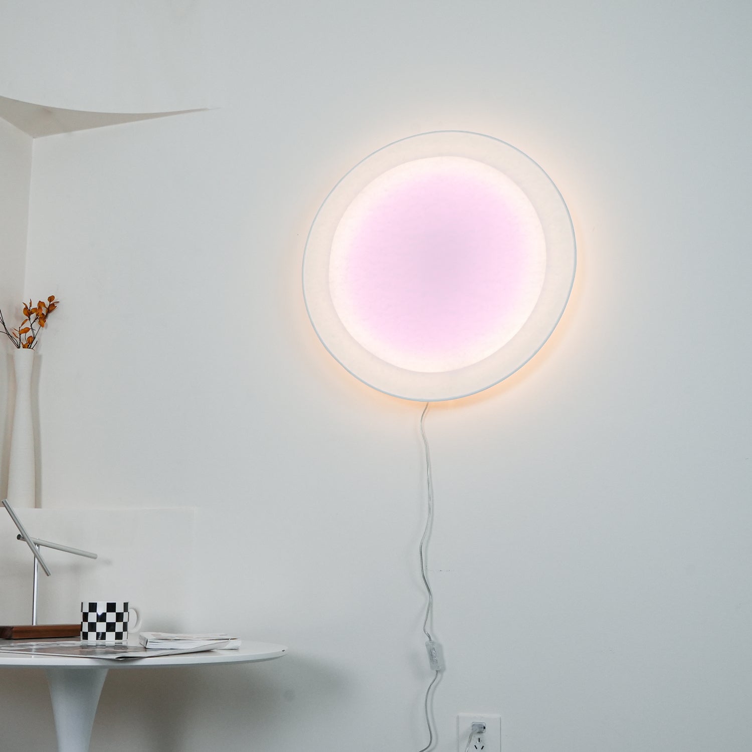 Modern Minimalist Relax Plug in Wall Sconce with Paper Shade Soft Ambient LED Lighting Set of 2