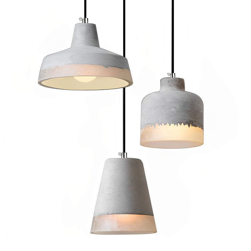 Modern Minimalist Round Cement Pendant Light Industrial Resin Chandelier for Home Decor