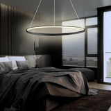 Modern Minimalist Round LED Pendant Light 30W Dimmable Single Ring Hanging Chandelier for Bedroom