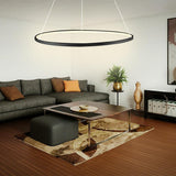 Modern Minimalist Round LED Pendant Light 30W Dimmable Single Ring Hanging Chandelier for Bedroom